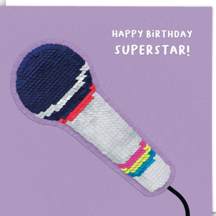 Sequin Card Mum Suoerstar Microphone Aurina Ltd