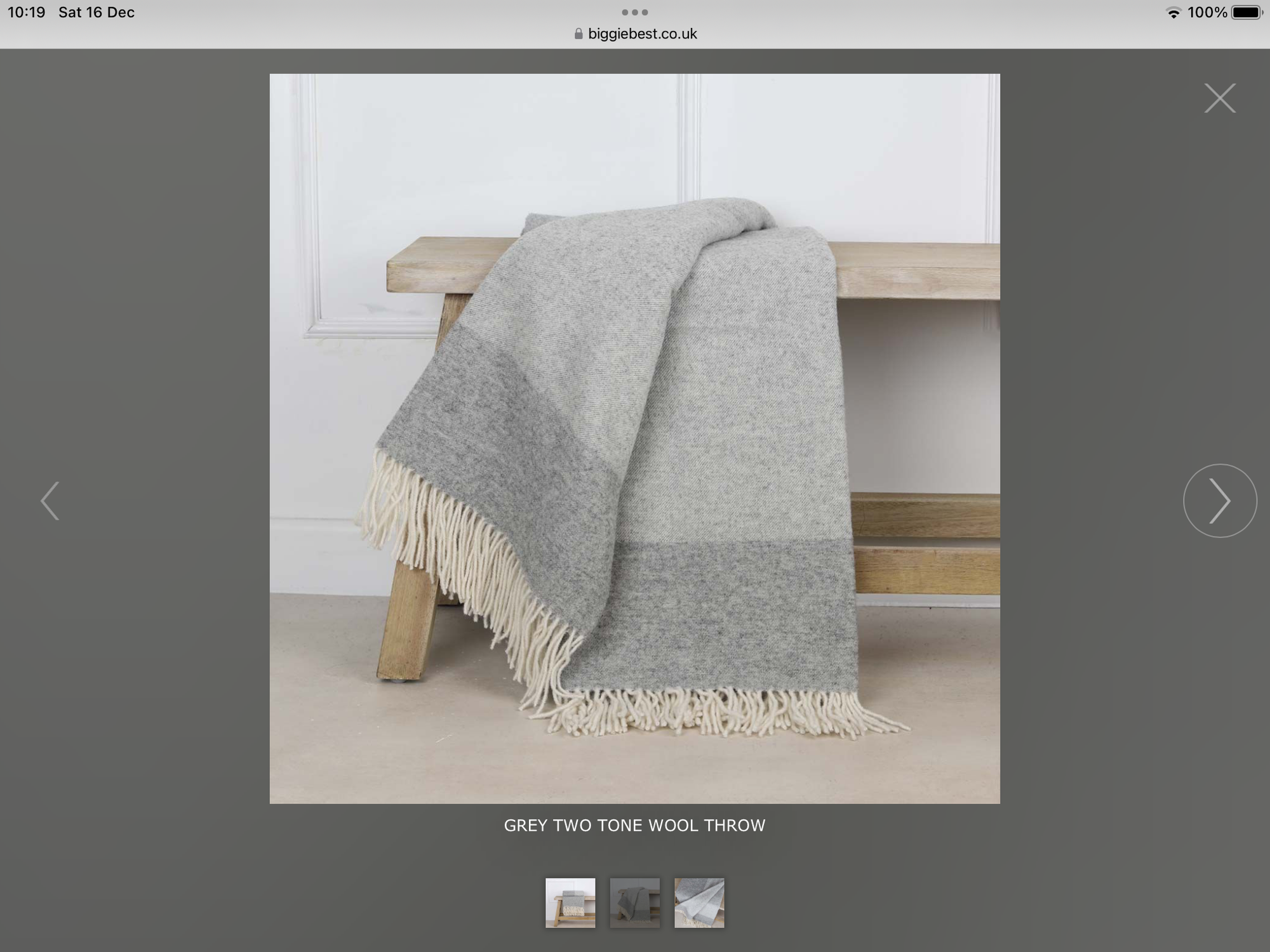 Two Tone Grey Pure Wool Throw