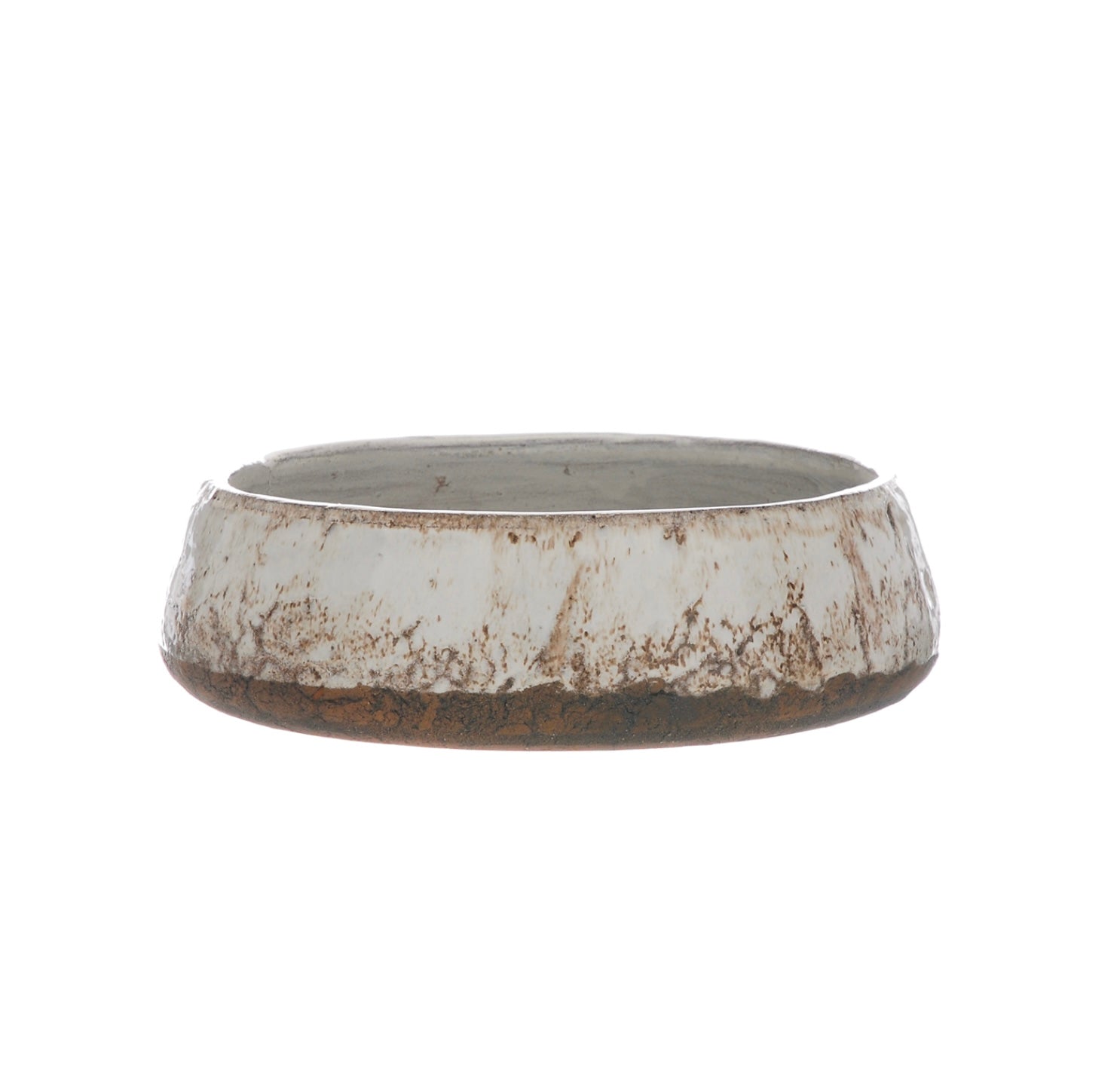 Aged Cream Terracotta Bowl / Dark Brown Base