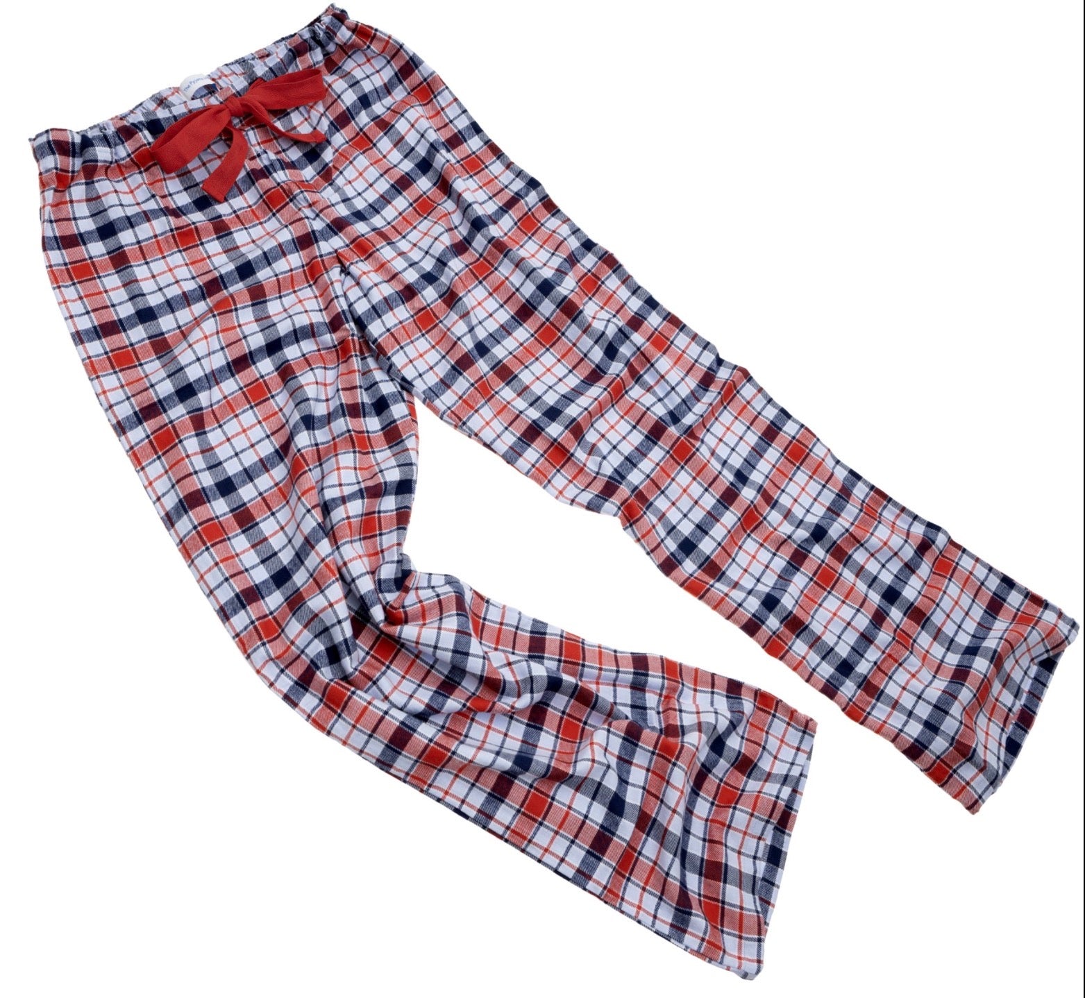 PJ Bottoms in Brushed Cotton Pale Blue, Red and Navy Check