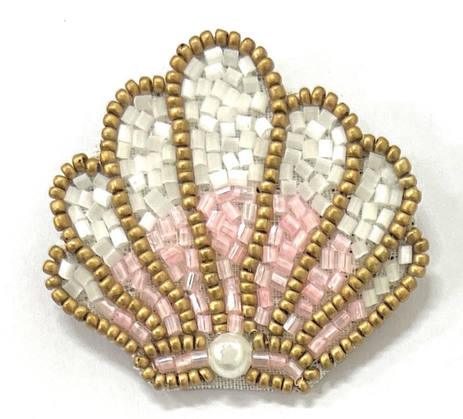 Hand Beaded Clam Brooch Aurina Pop UP Ltd