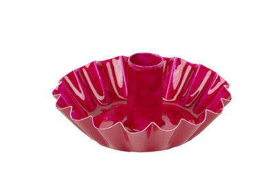Pink Scalloped Metal Candle Holder
