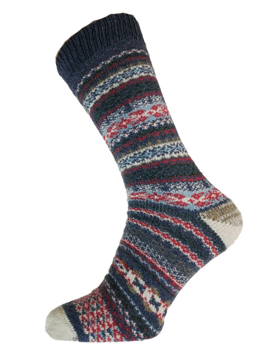 Men's Nordic Style Wool Blend Sock - Navy