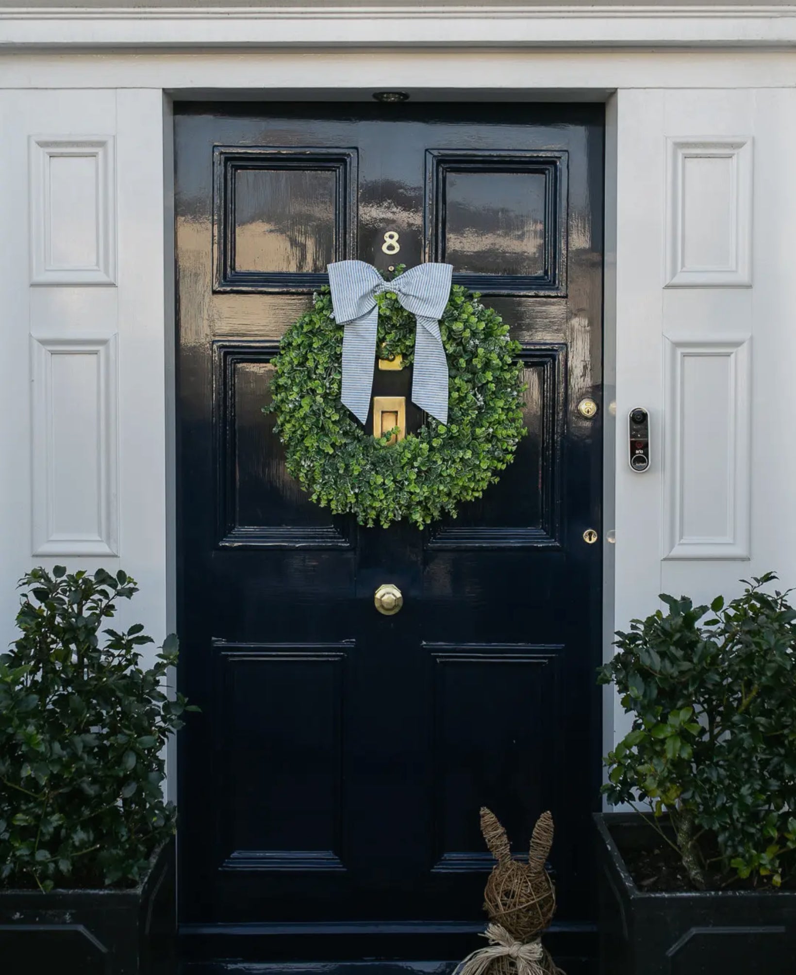 Hand Made Blue Striped Bow