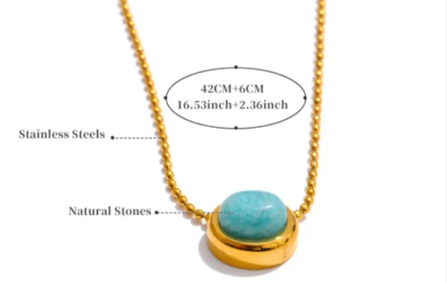 Gold Oval Turqouise Pendent
