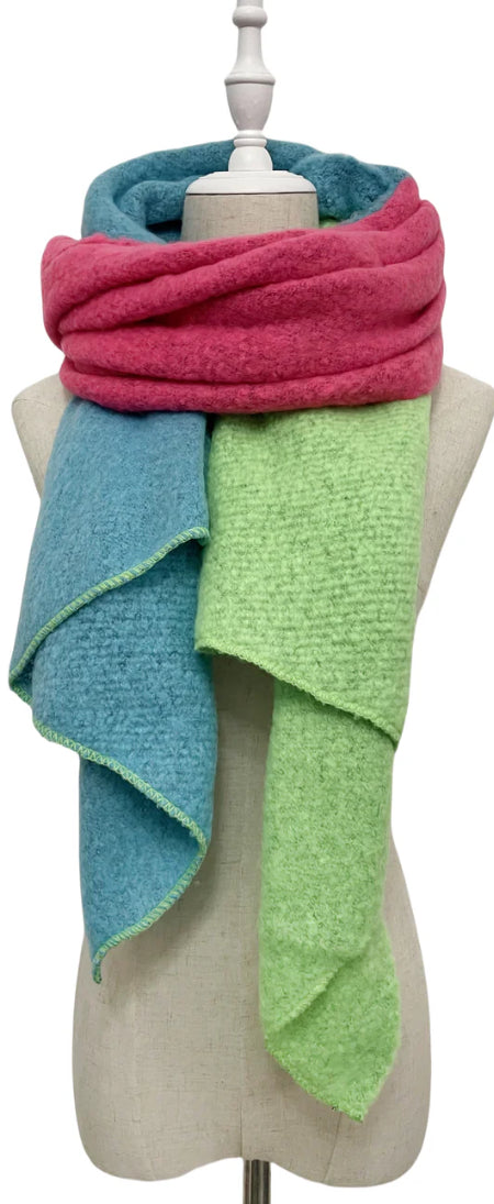 Stripe Colour Diagonal Edge Wool Scarf