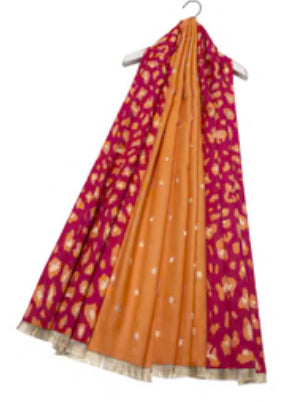 Leopard and Stripe Scarf - Orange and Fuschia