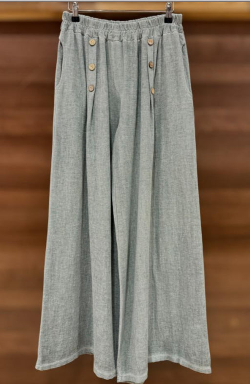 Fiona Flat Buttoned Linen Mix Palazzo