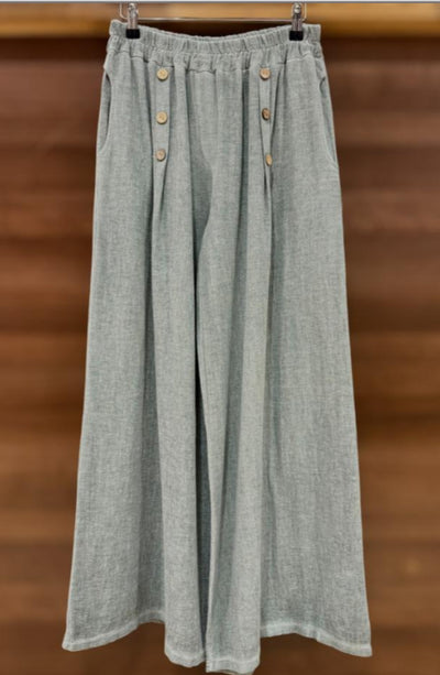 Fiona Flat Buttoned Linen Mix Palazzo