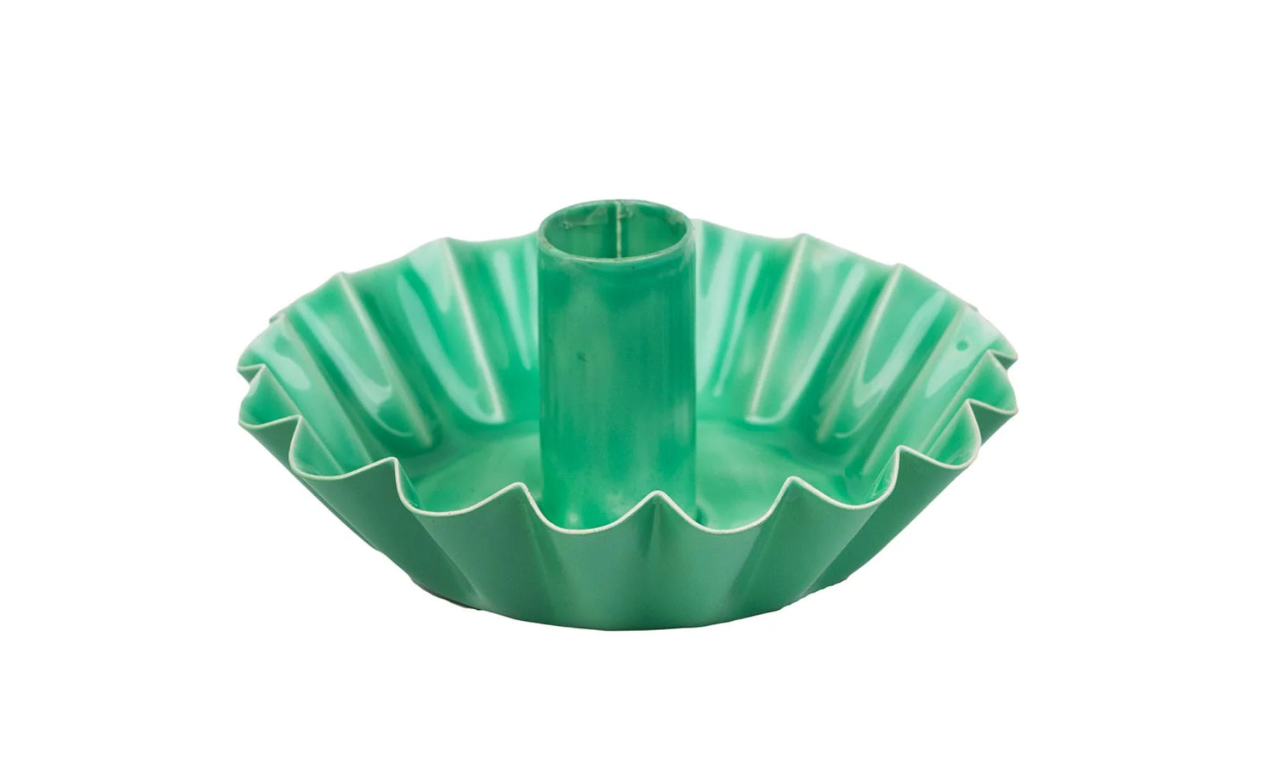 Green Scalloped Metal Candle Holder