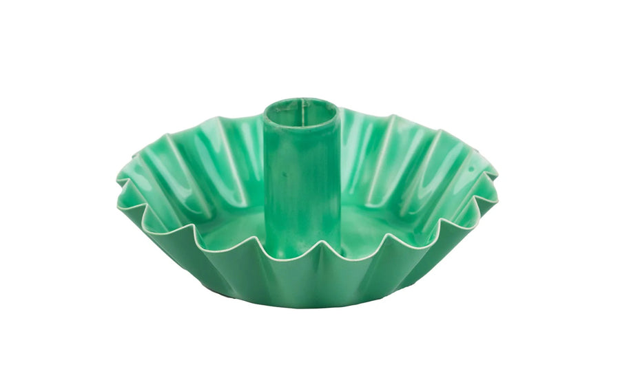 Green Scalloped Metal Candle Holder