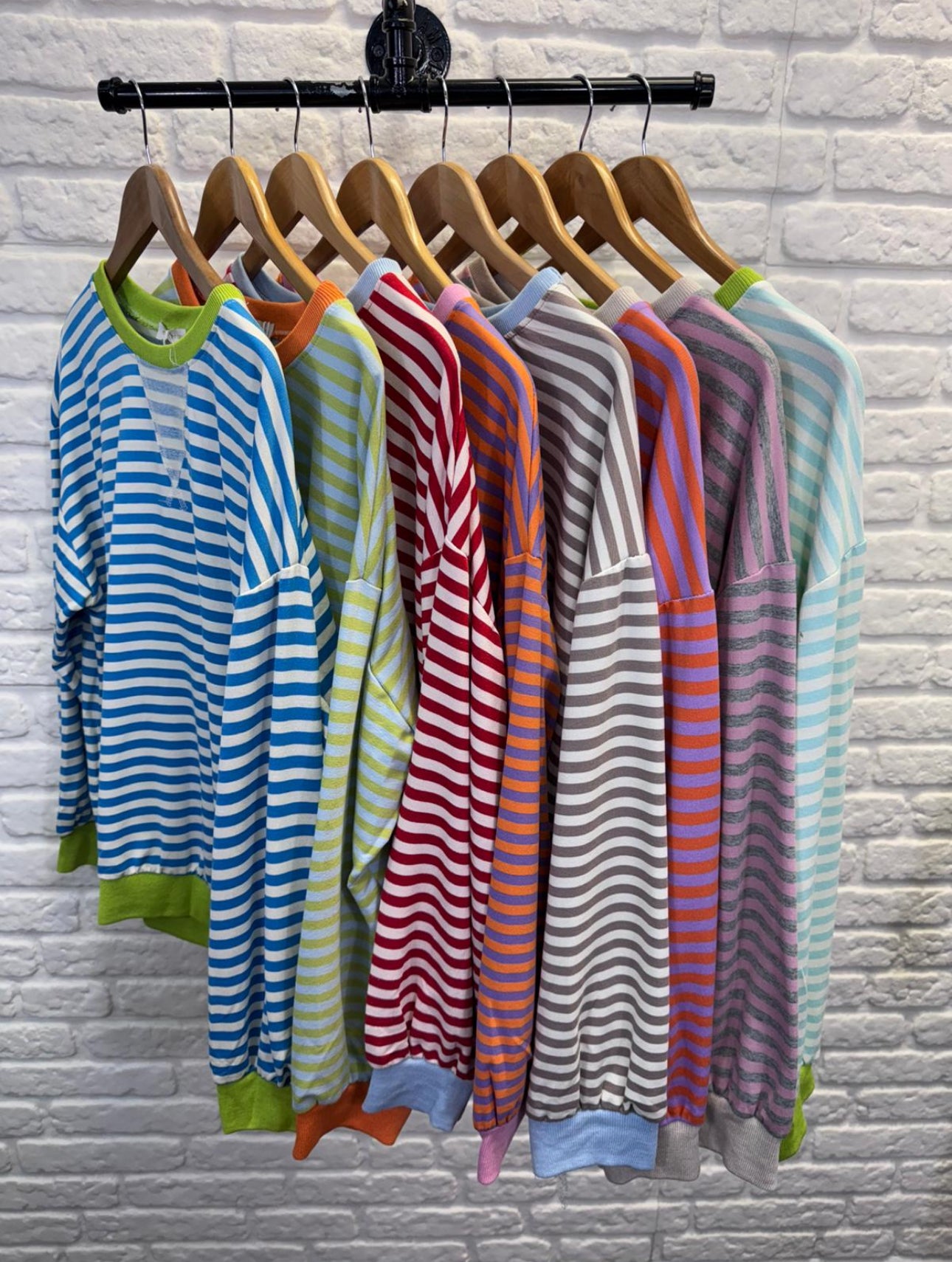 Cotton Mix Stripe Sweatshiet