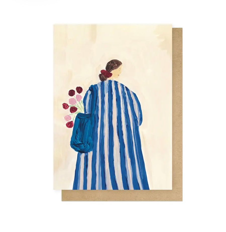 Lady with Flowers Card