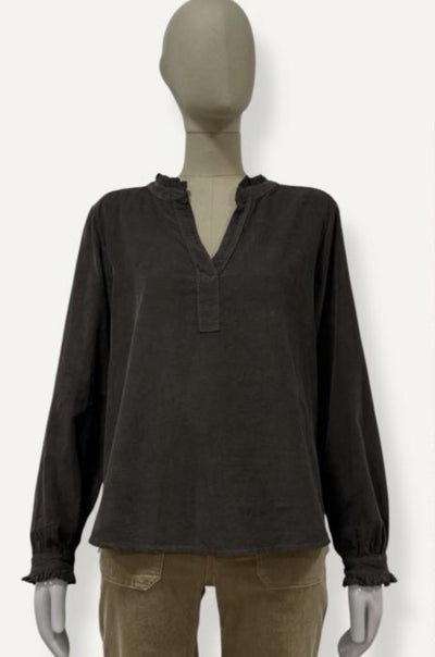 Needlecord Band Collar Blouse