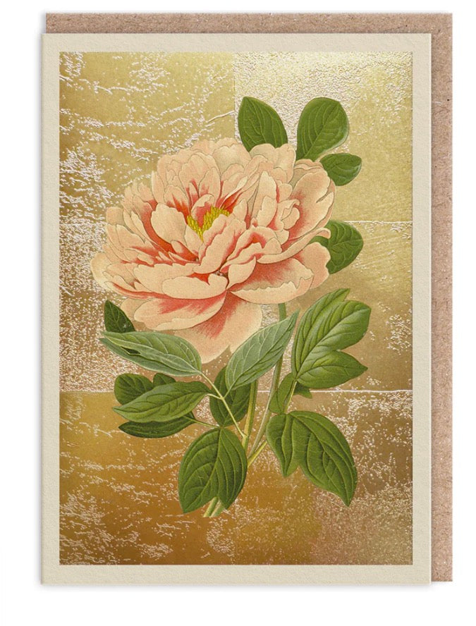 Hot Foil Tree Peony Greetings Card Aurina Pop UP Ltd
