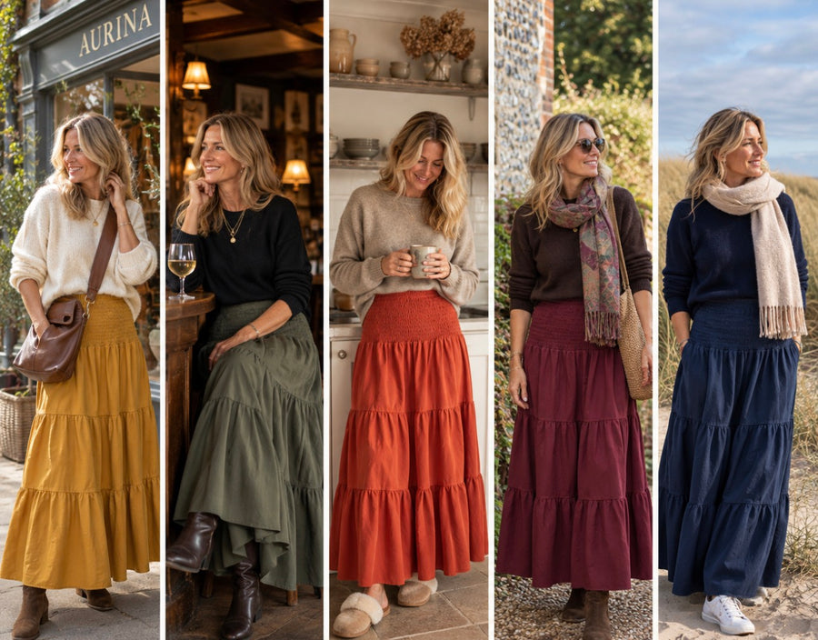 Everyday Tiered Needlecord Maxi Skirt