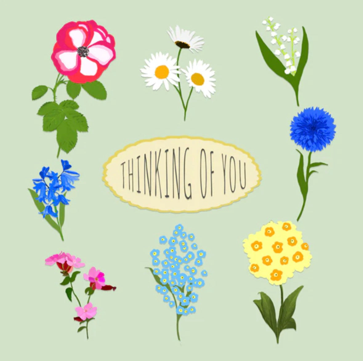 Floral Notes Card - Thinking Of You