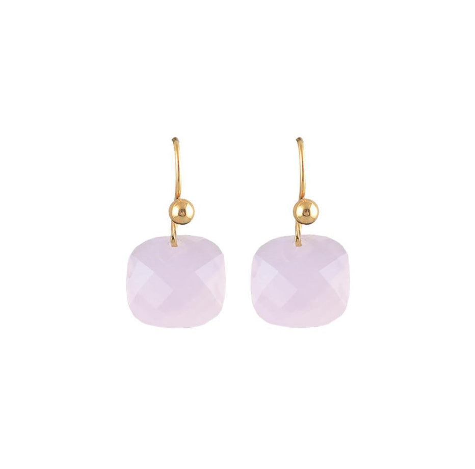 Rose Pink Faceted Natural Stone Earring