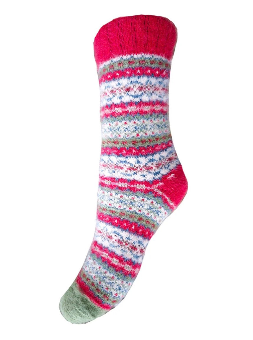 Vintage Fairisle Style Wool Blend Ladies Socks