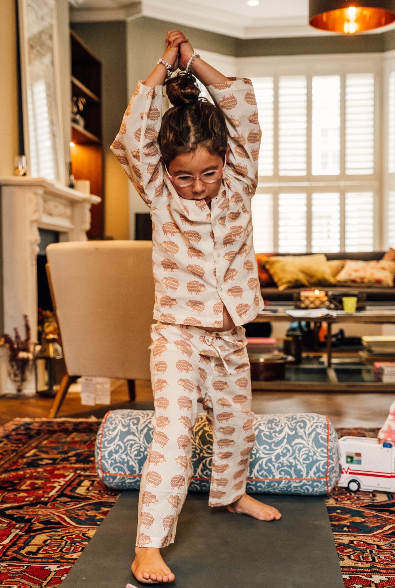 Children’s Block Print Cotton Pyjamas - Sheep Aurina Pop UP Ltd