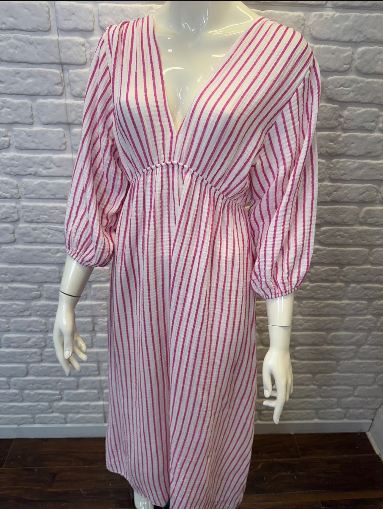 Pink Stripe Cotton Dress Aurina Pop UP Ltd