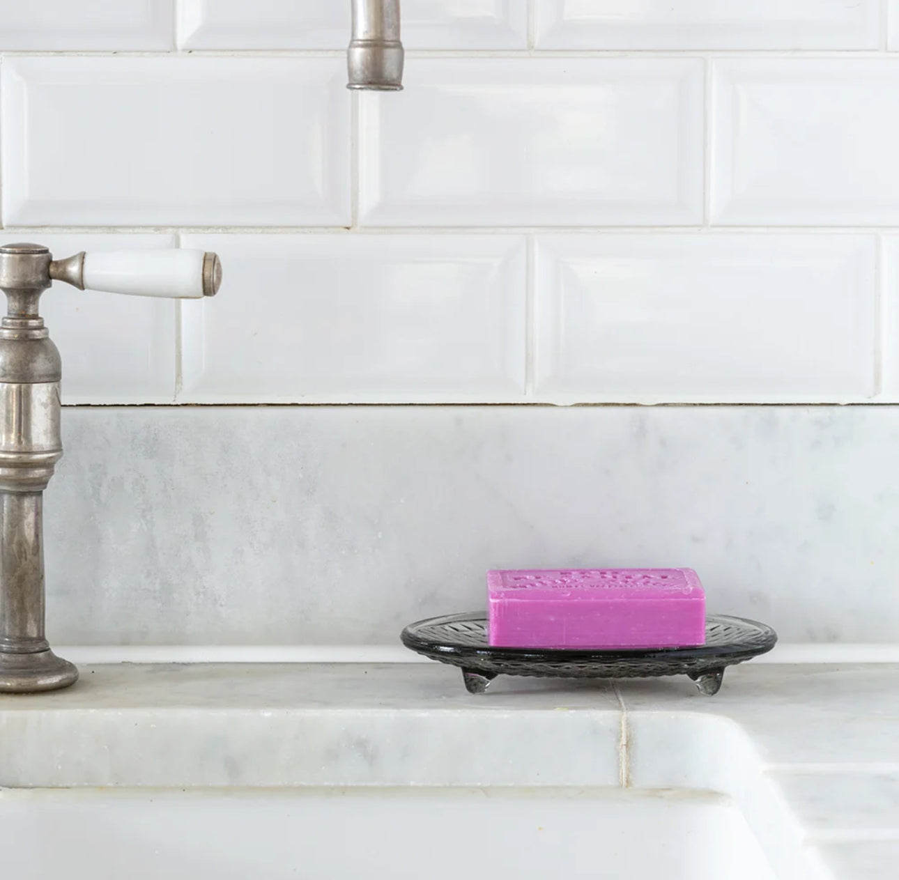 Grey Glass Soap Dish