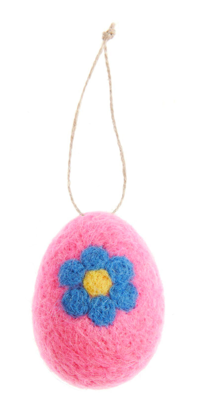 Pink Flower Felt Eggs
