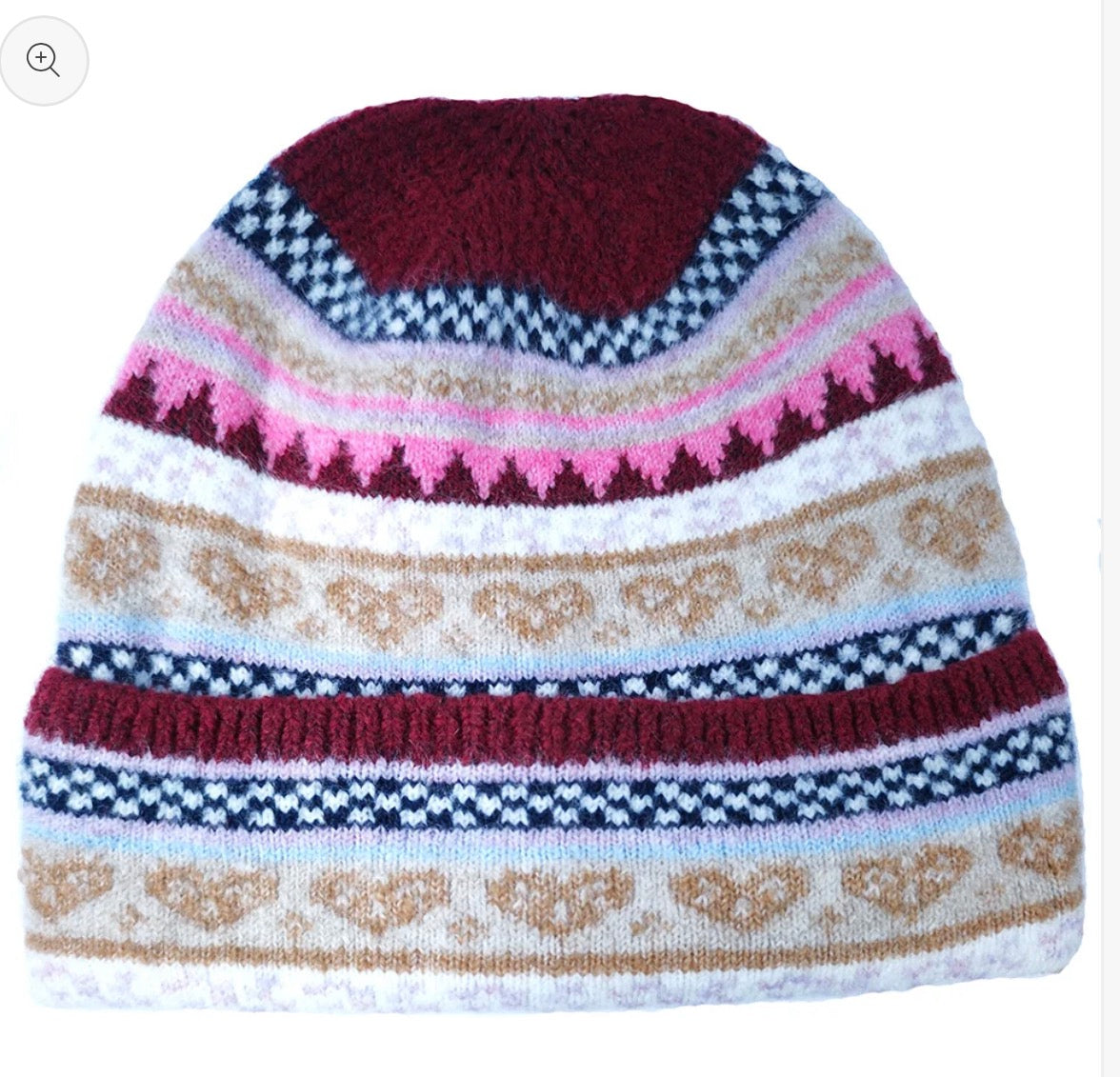 Nordic Style Wool Blend Beanie - Burgundy
