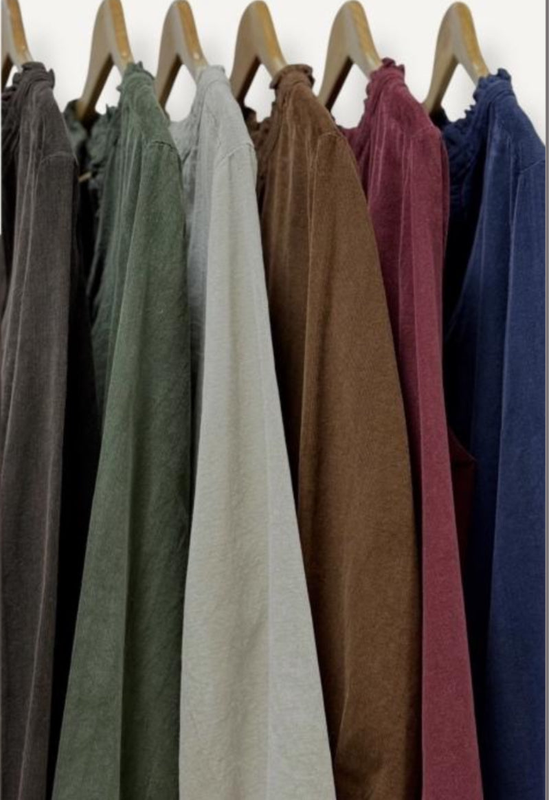 Needlecord Band Collar Blouse