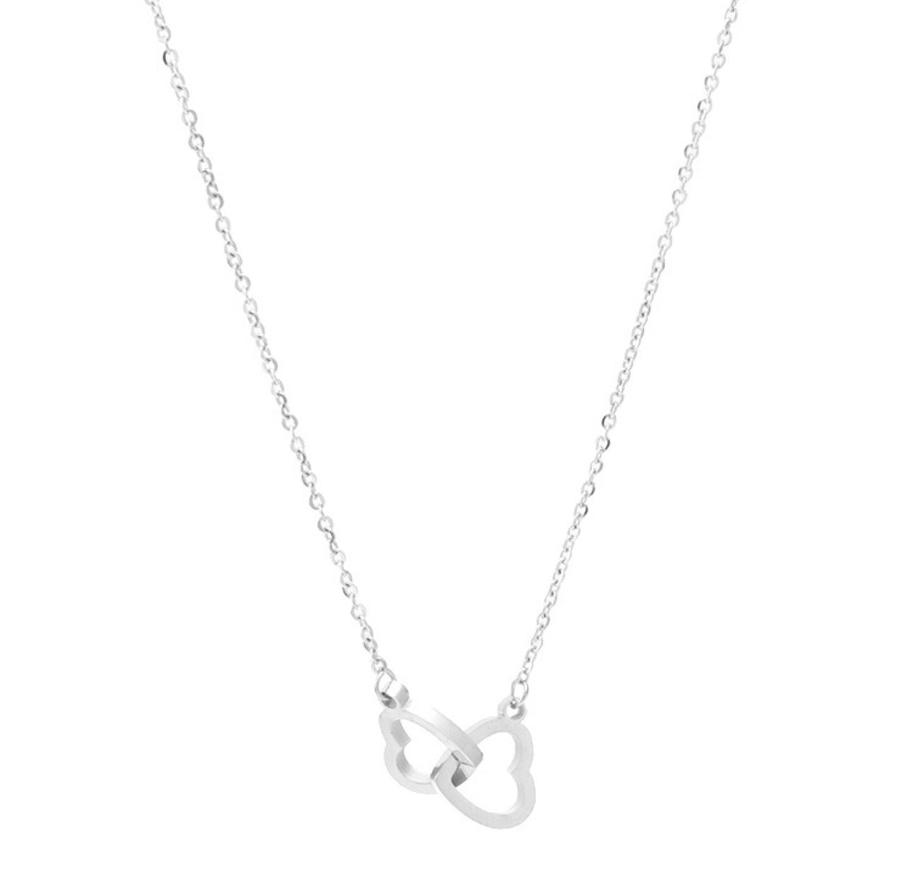Linked Love Heart Necklace - Silver
