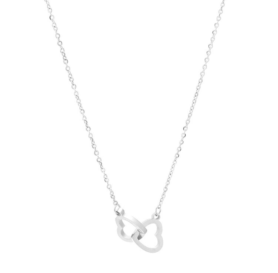 Linked Love Heart Necklace - Silver
