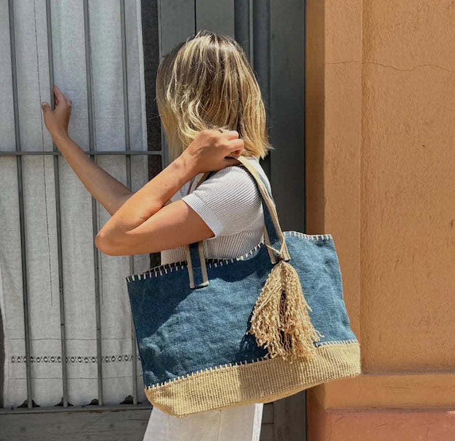 Indigo Jute Casual Bag