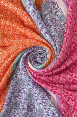 Fennella Floral Tassel Scarf Pink and Orange