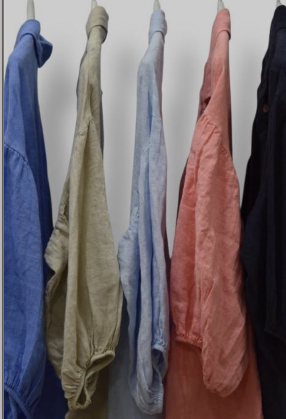 Fern Ballon Sleeve Linen Blouse