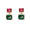 Art Deco Style Pink and Green Earrings