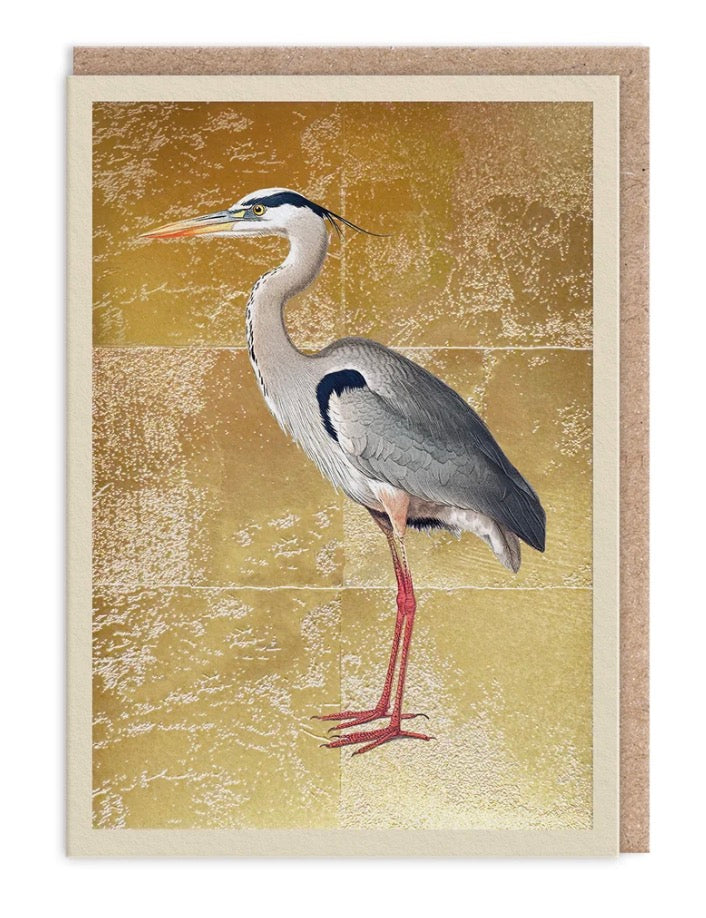 Hot Foil Grey Heron Card