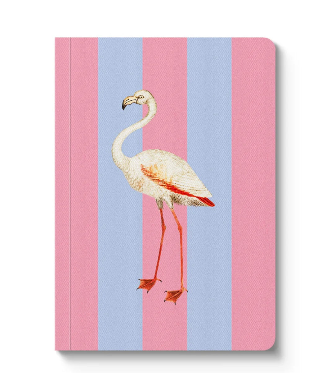 Striped Flamingo Paperback Notebook