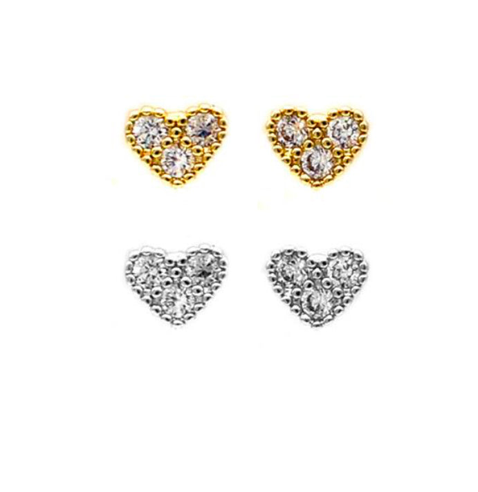 Tiny Crystal Heart Earrings - Twin Pack Aurina Ltd