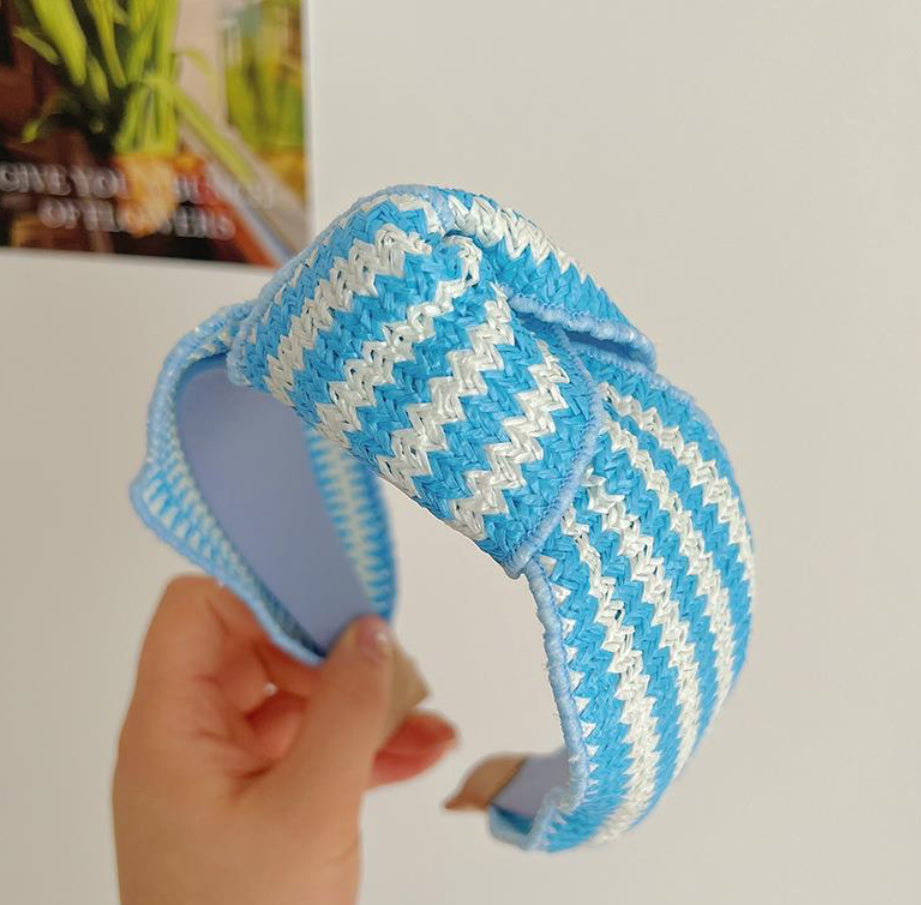 Braided Summer Headband - Blue and White
