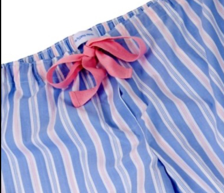 PJ Bottoms in Fine Cotton Pale Blue and Pink Stripe