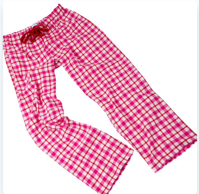 PJ Bottoms in Brushed Cotton Bright Pink Check