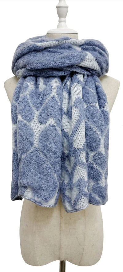 Cute 3D Love Heart Knitted Wool Scarf