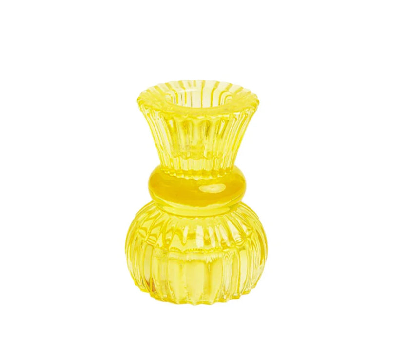 Small Yellow Glass Candleholder