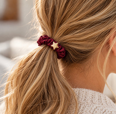 Burgundy Satin Star Scrunchie