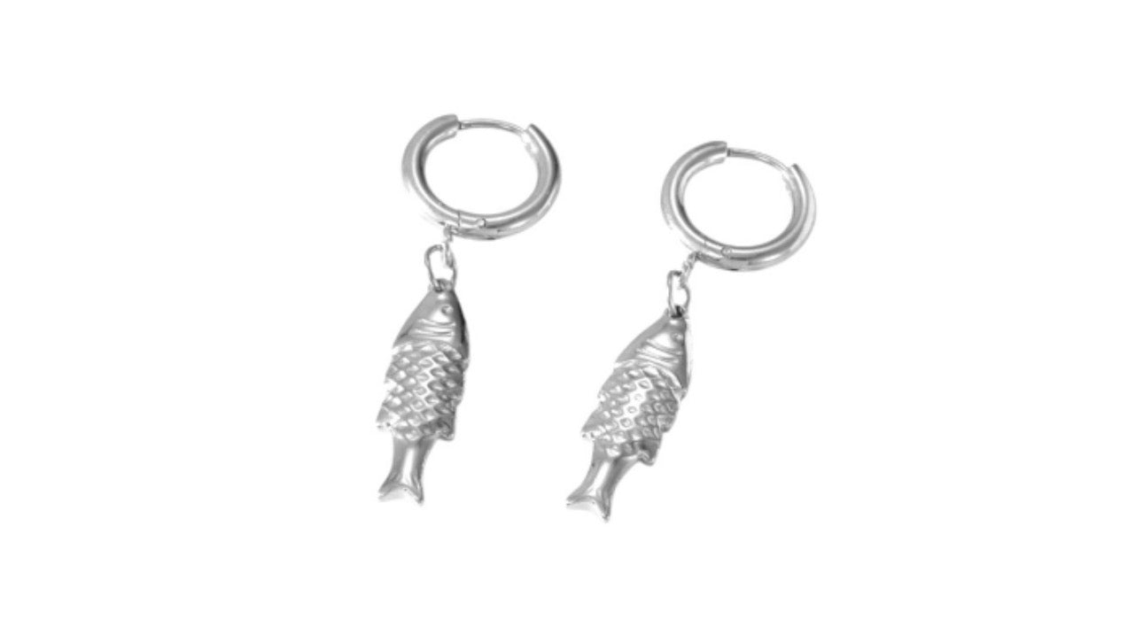 Fish Huggie Earring - Silver