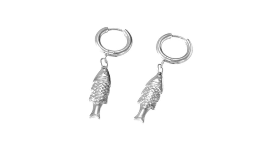 Fish Huggie Earring - Silver