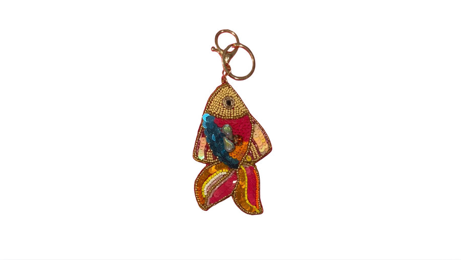 Beaded Fish Bag Charm/ Key Ring