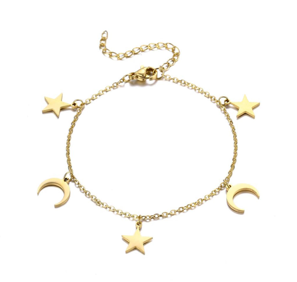 Moon and Stars Gold Bracelet