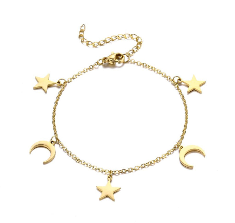 Moon and Stars Gold Bracelet