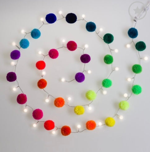Rainbow Pom Pom Light Chain